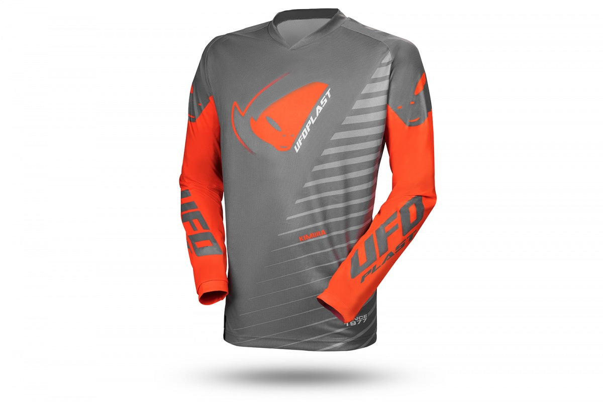 Maglia motocross Kimura da bambino grigio e arancione UfoPlast