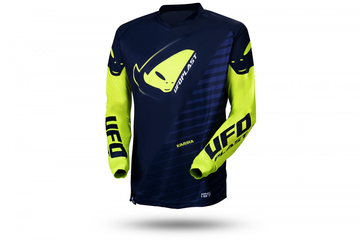 Maglia motocross Kimura da bambino blu e giallo fluo UfoPlast