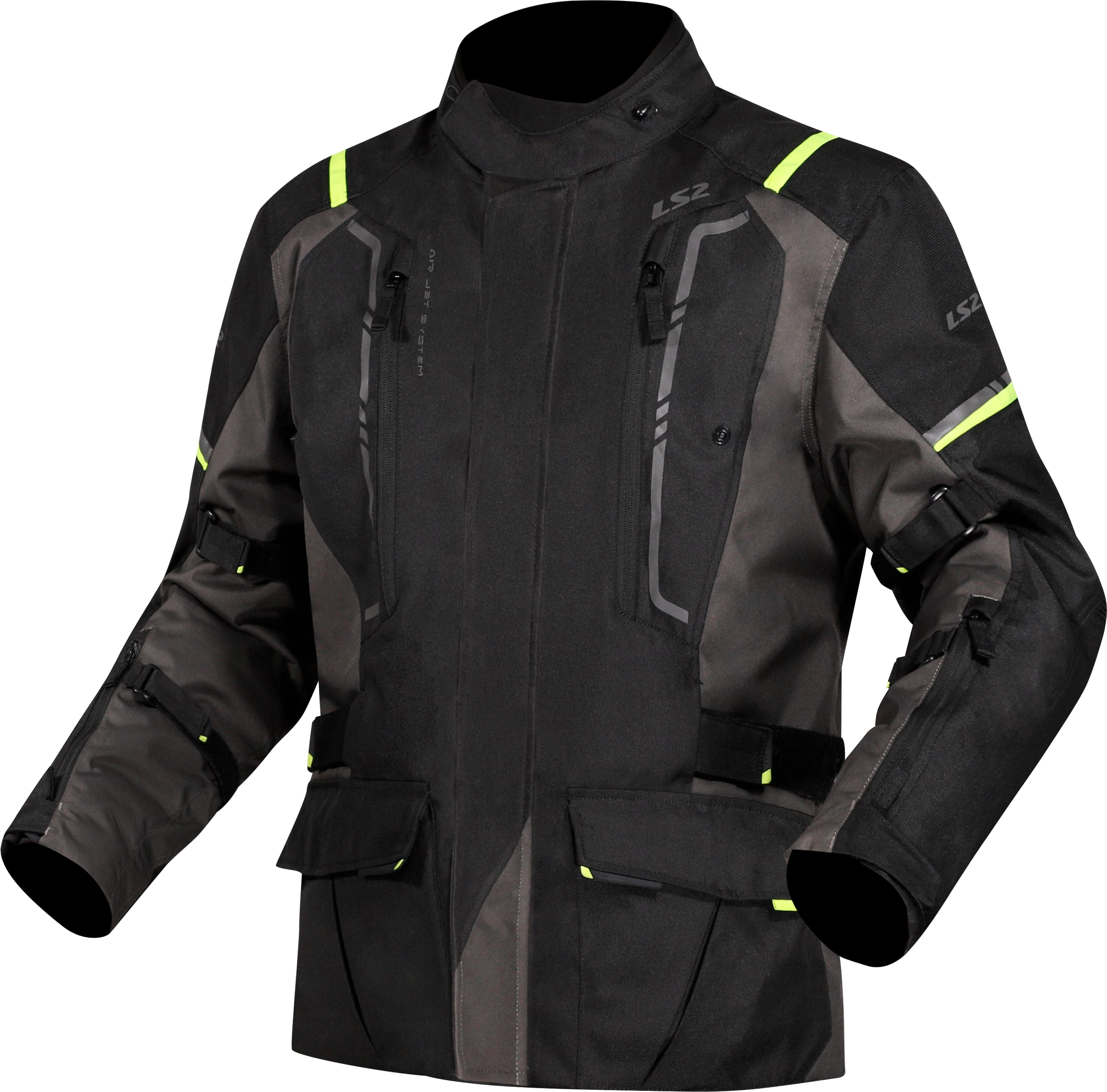 Giacca per moto Uomo LS2 NARVIK MAN JACKET GREY BLACK H-V YELLOW