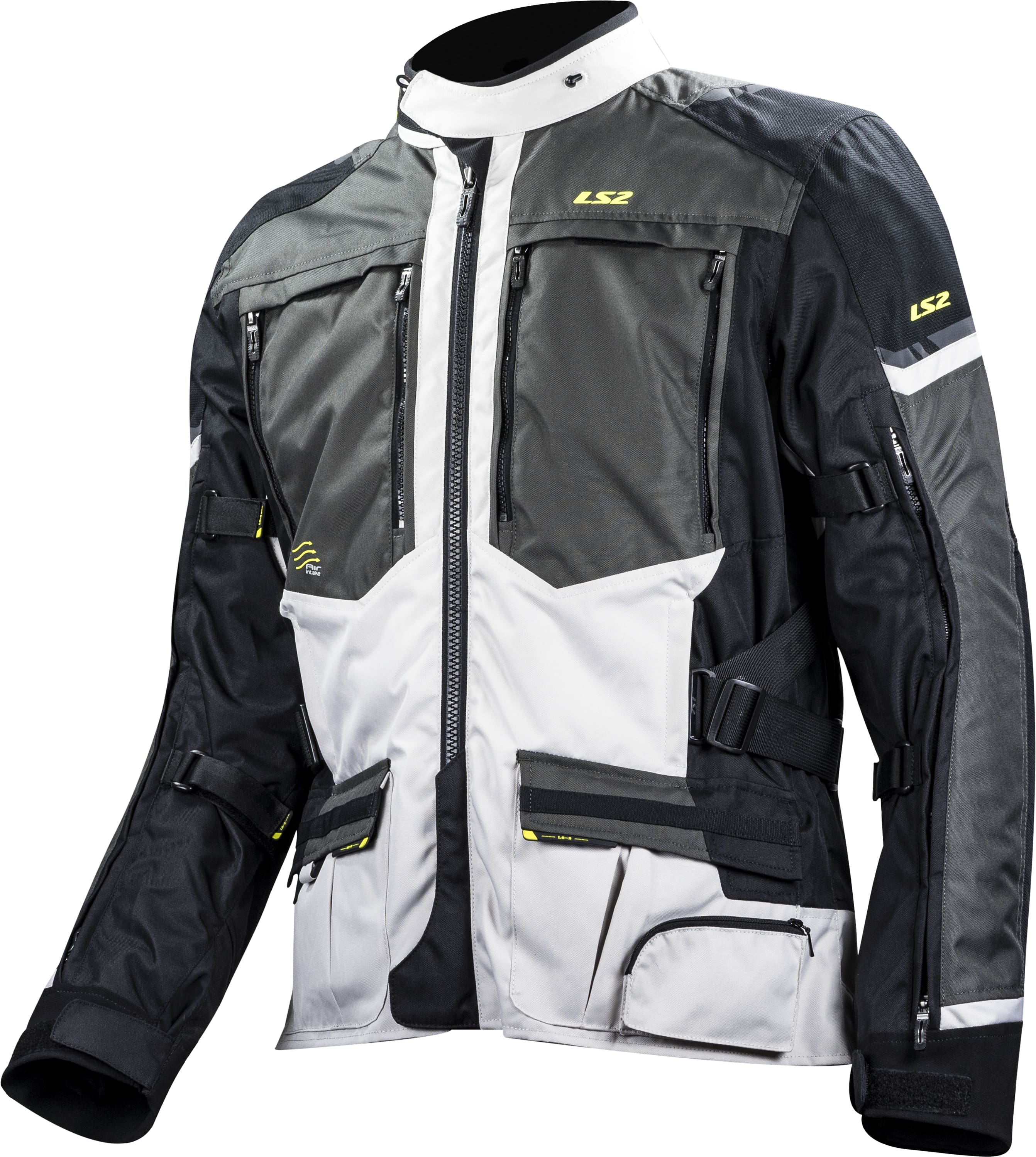 Giacca per moto in tessuto Uomo LS2 NORWAY MAN JACKET BLACK GREY YELLOW