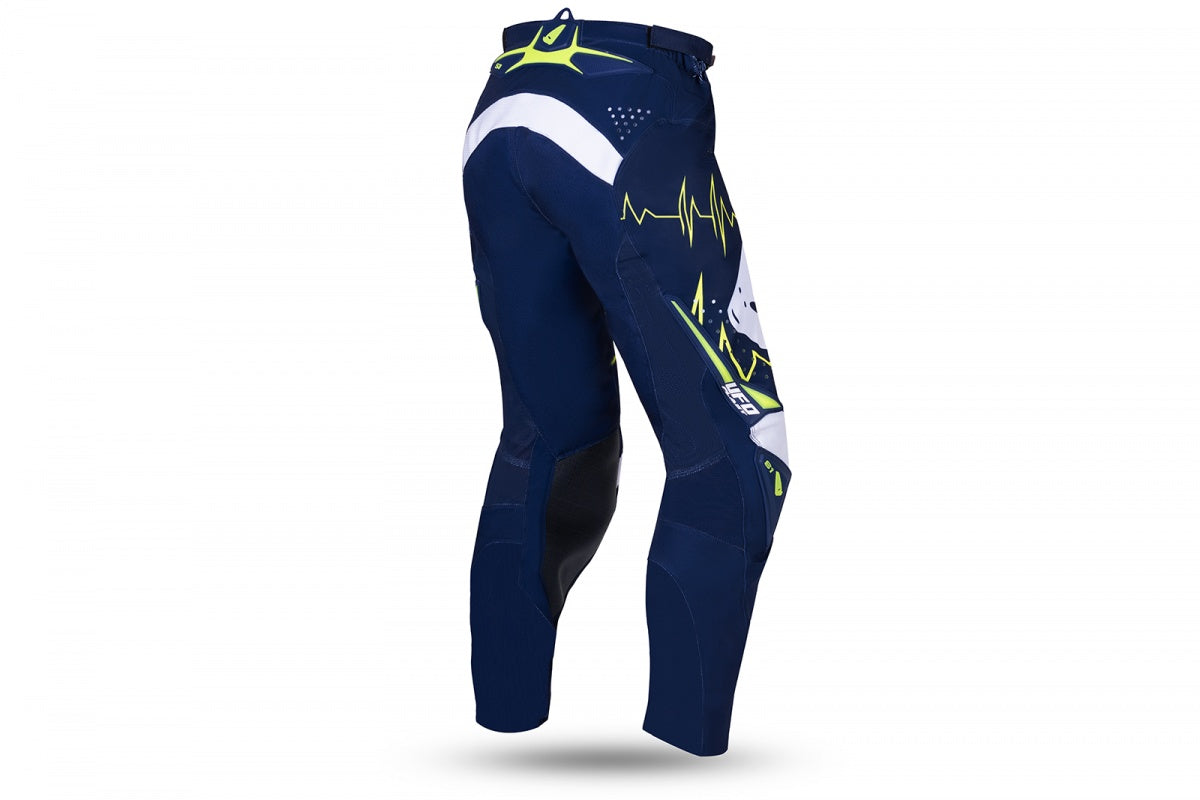 Pantaloni motocross Slim Adrenaline blu e giallo fluo UfoPlast