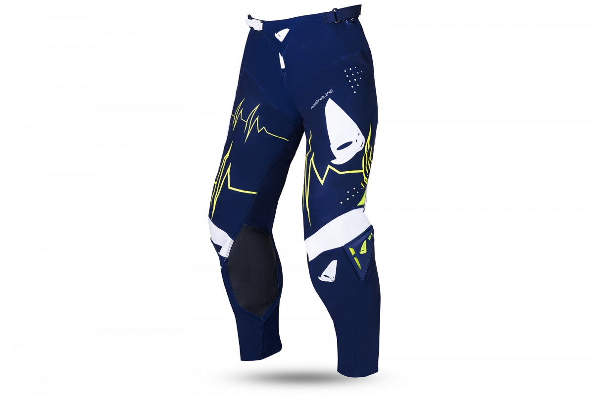 Pantaloni motocross Slim Adrenaline blu e giallo fluo UfoPlast
