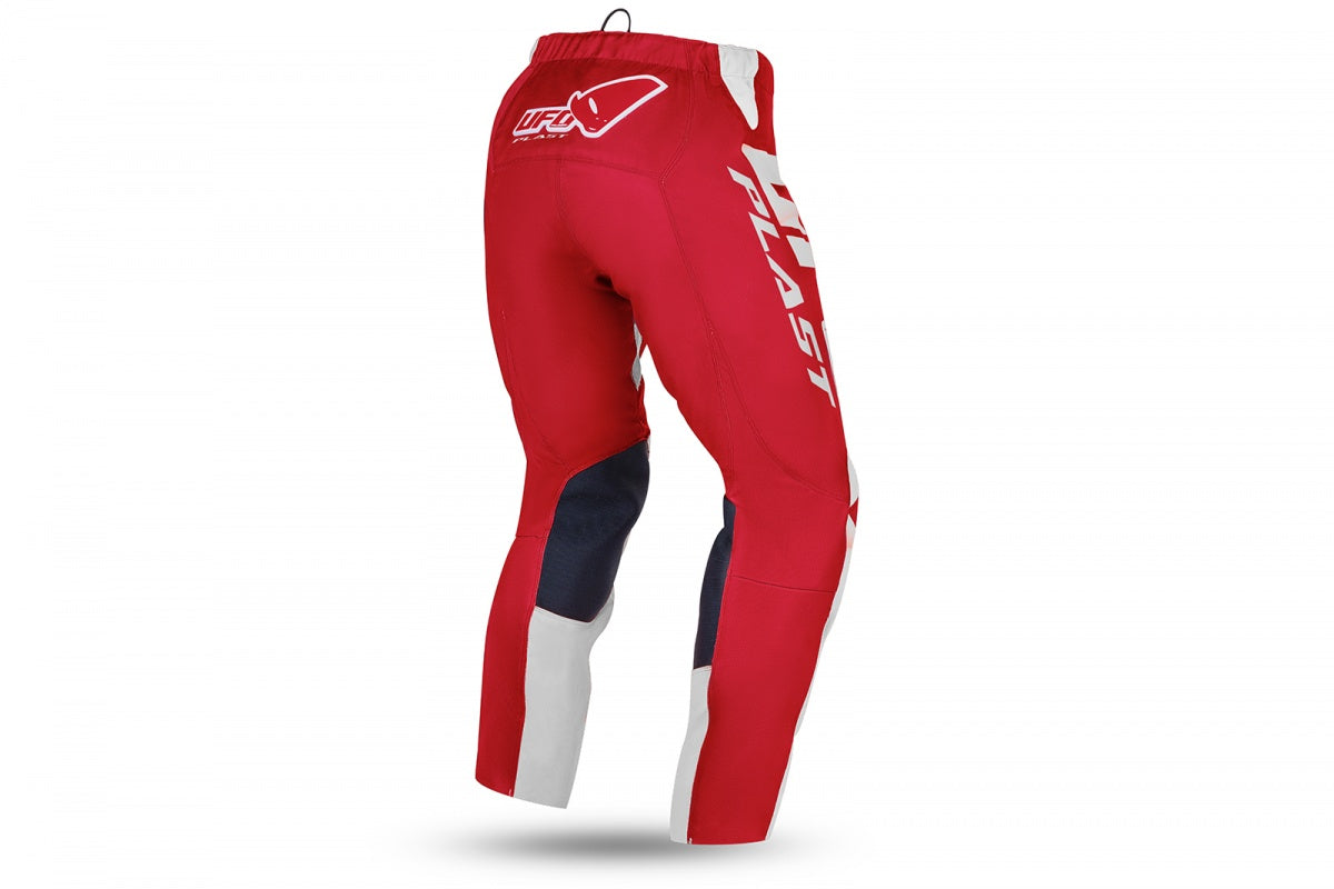 Pantaloni motocross Kimura da bambino bianchi e rossi UfoPlast