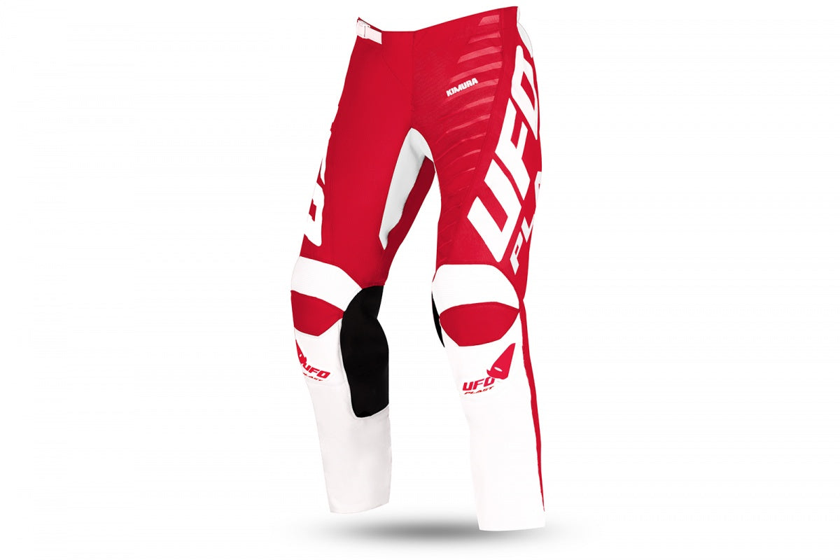 Pantaloni motocross Kimura da bambino bianchi e rossi UfoPlast