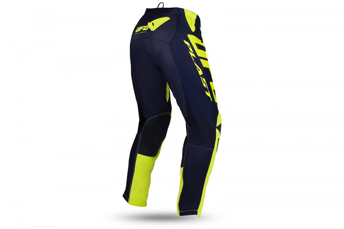 Pantaloni motocross Kimura da bambino blu e giallo fluo UfoPlast