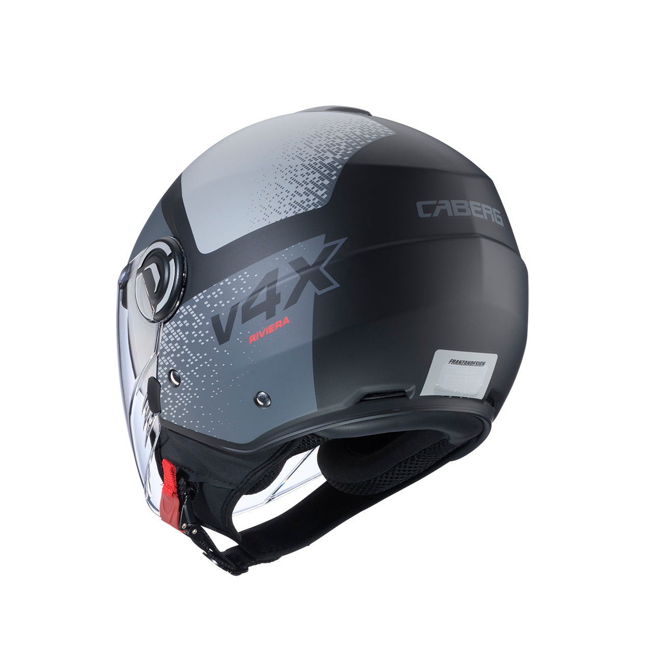 Casco moto scooter jet CABERG Riviera V4X ALPHA Nero opaco/Antracite/Grigio