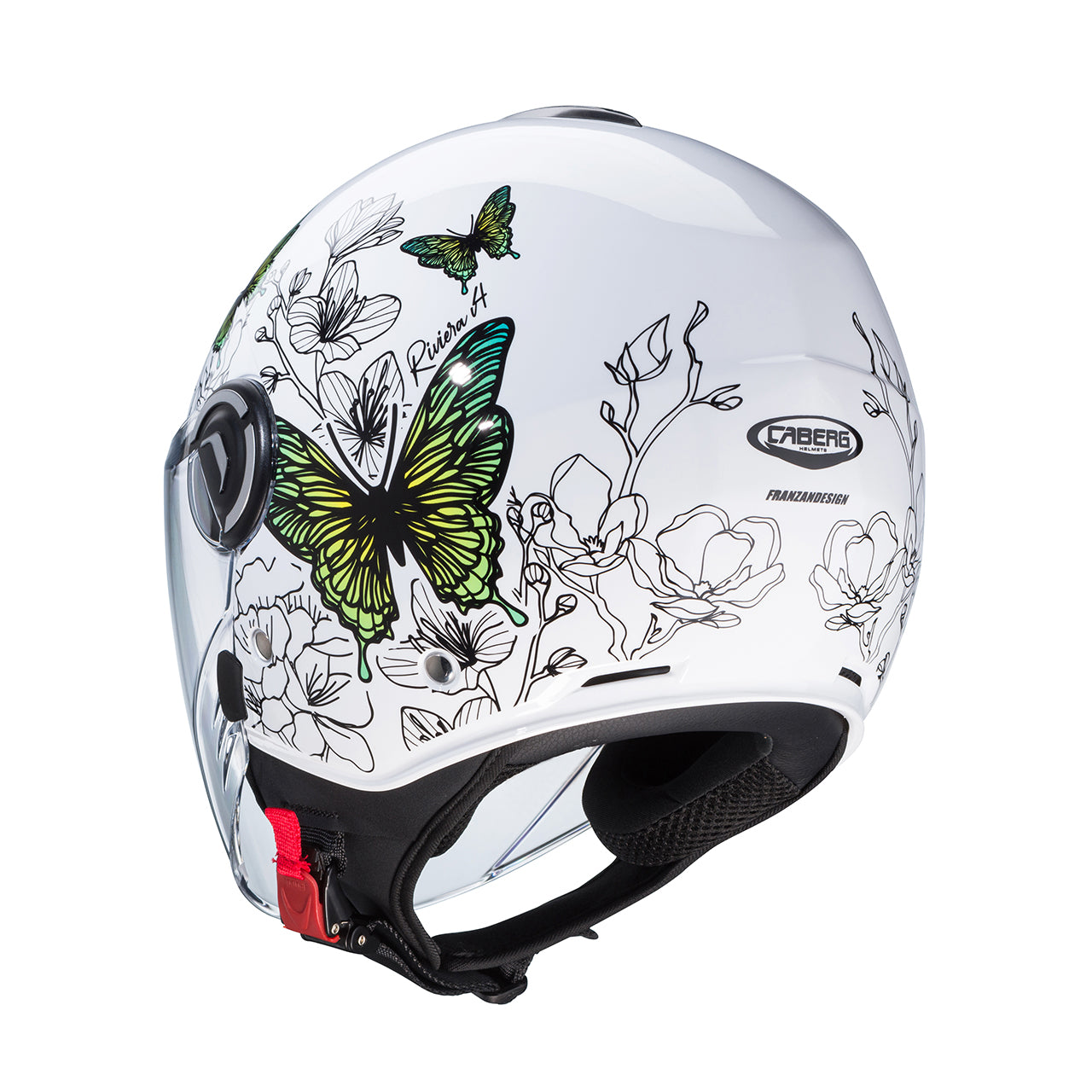 Casco moto scooter jet CABERG Riviera V4X Bianco Floreale