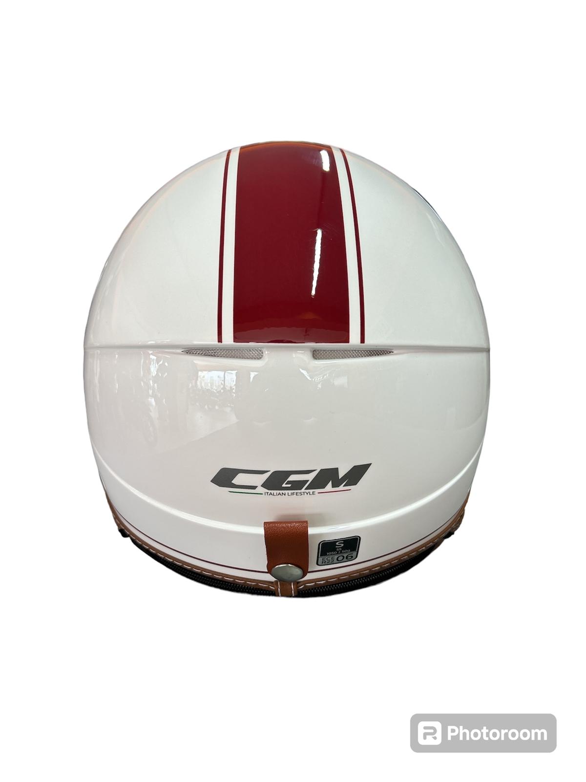 Casco Jet Cgm Uomo Donna Scooter 191 PIX Bianco Bordeoux Visiera Sagomata 