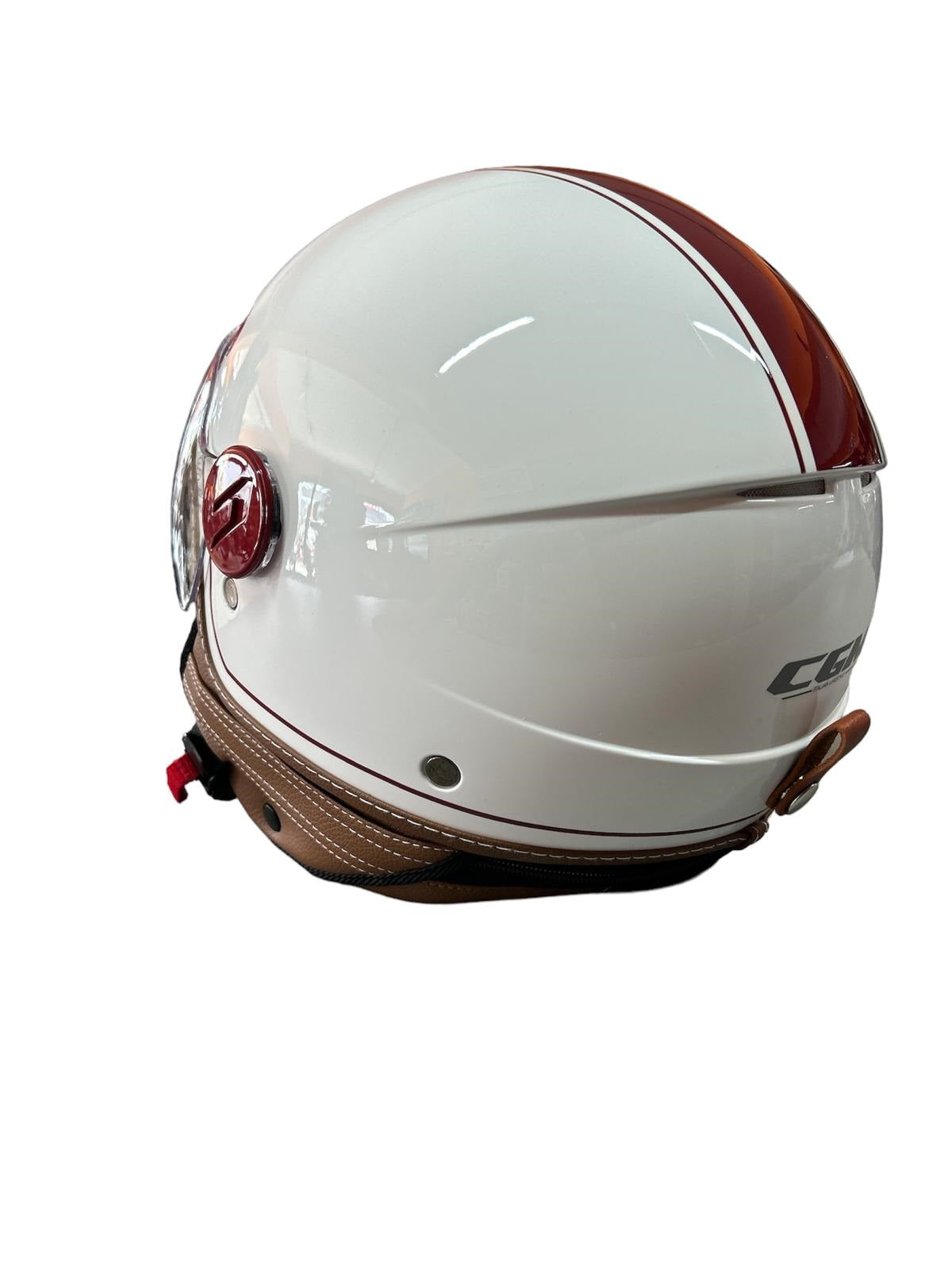 Casco Jet Cgm Uomo Donna Scooter 191 PIX Bianco Bordeoux Visiera Sagomata 