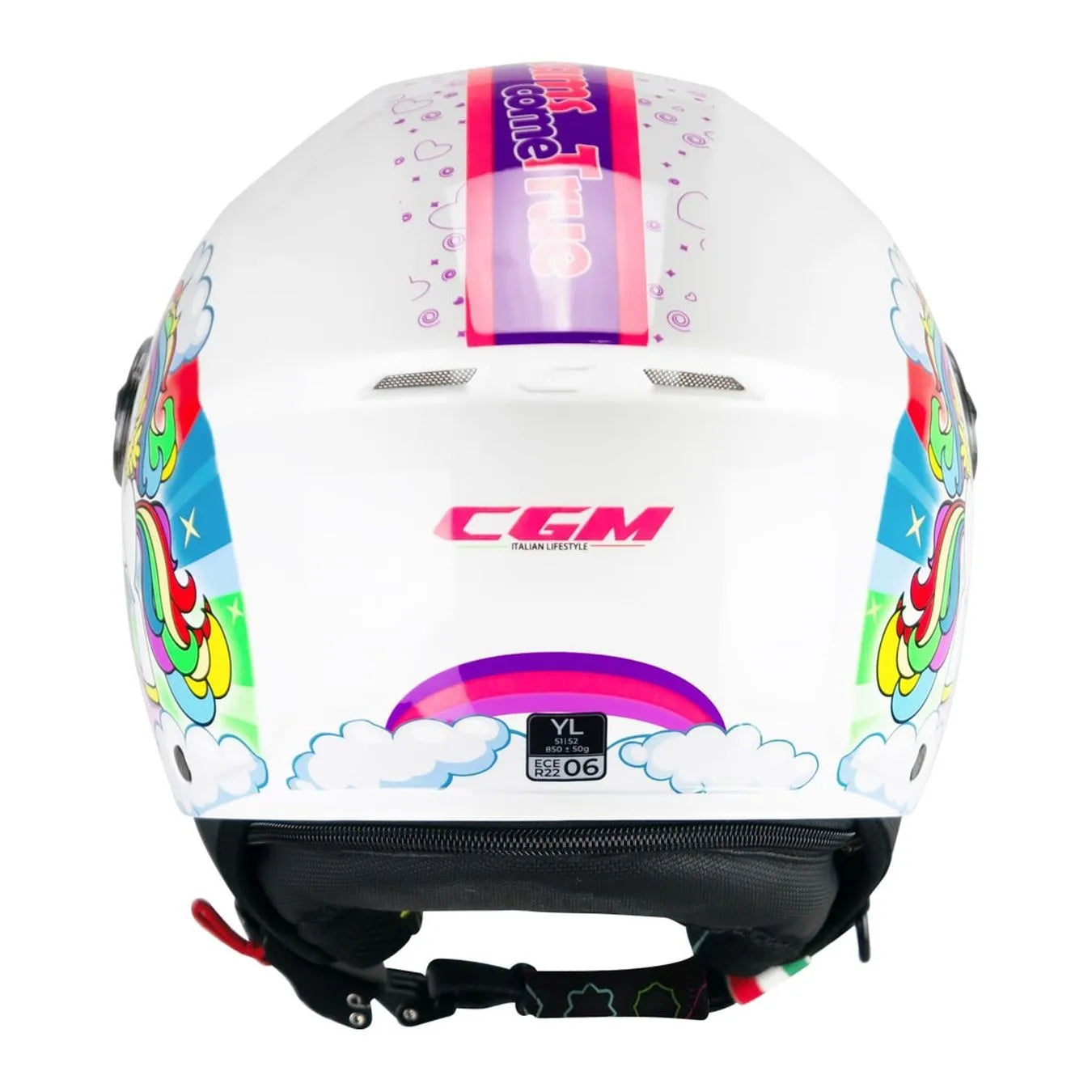 Casco Jet Cgm Bambini 261D MINI DREAMS Bianco Fucsia Celeste
