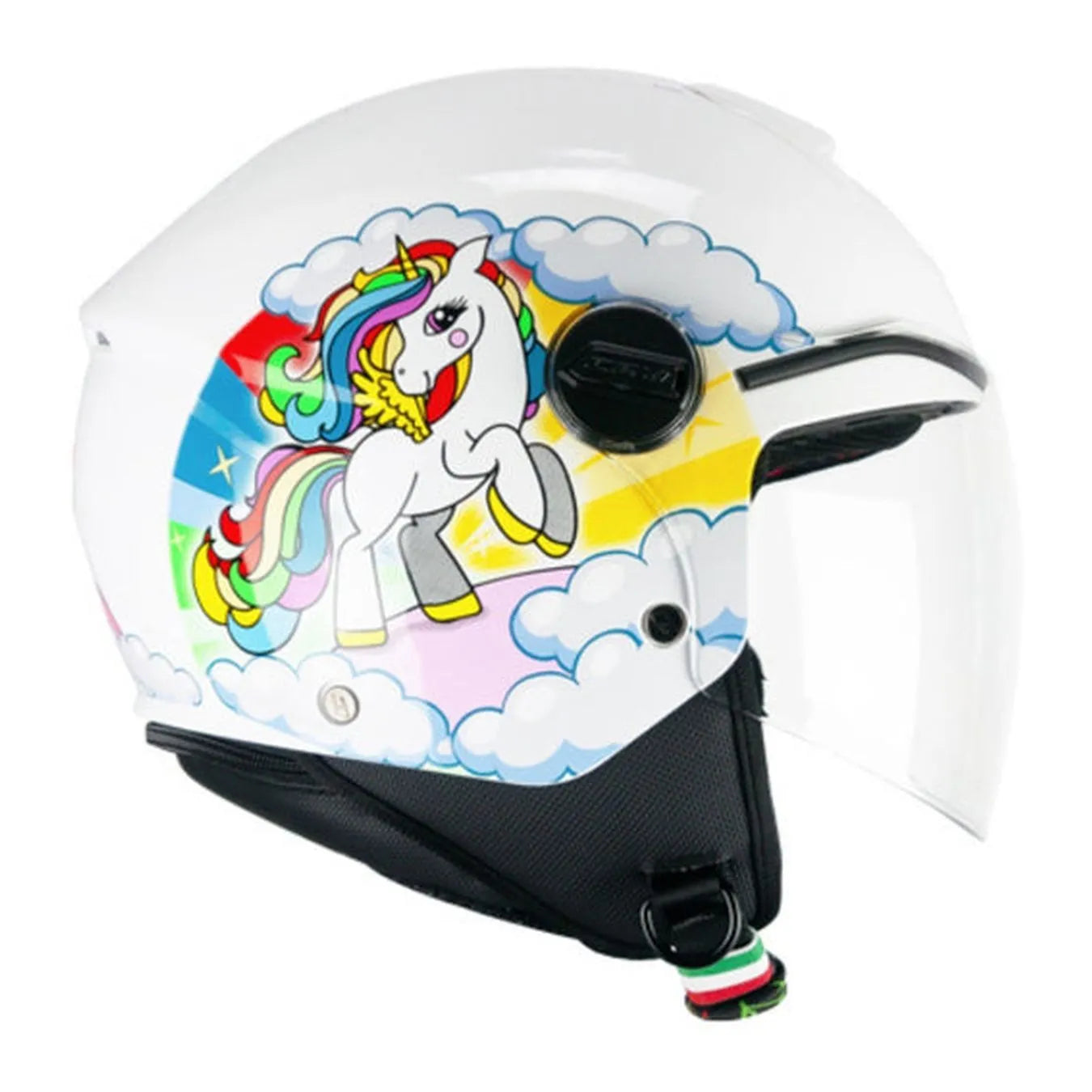 Casco Jet Cgm Bambini 261D MINI DREAMS Bianco Fucsia Celeste