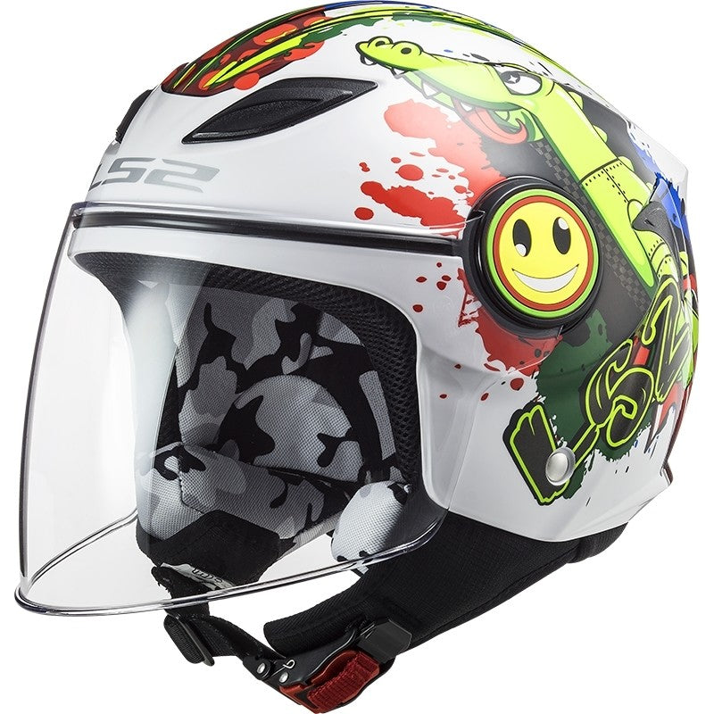 Casco Jet moto scooter Bambini LS2 OF602 FUNNY CROCO Bianco