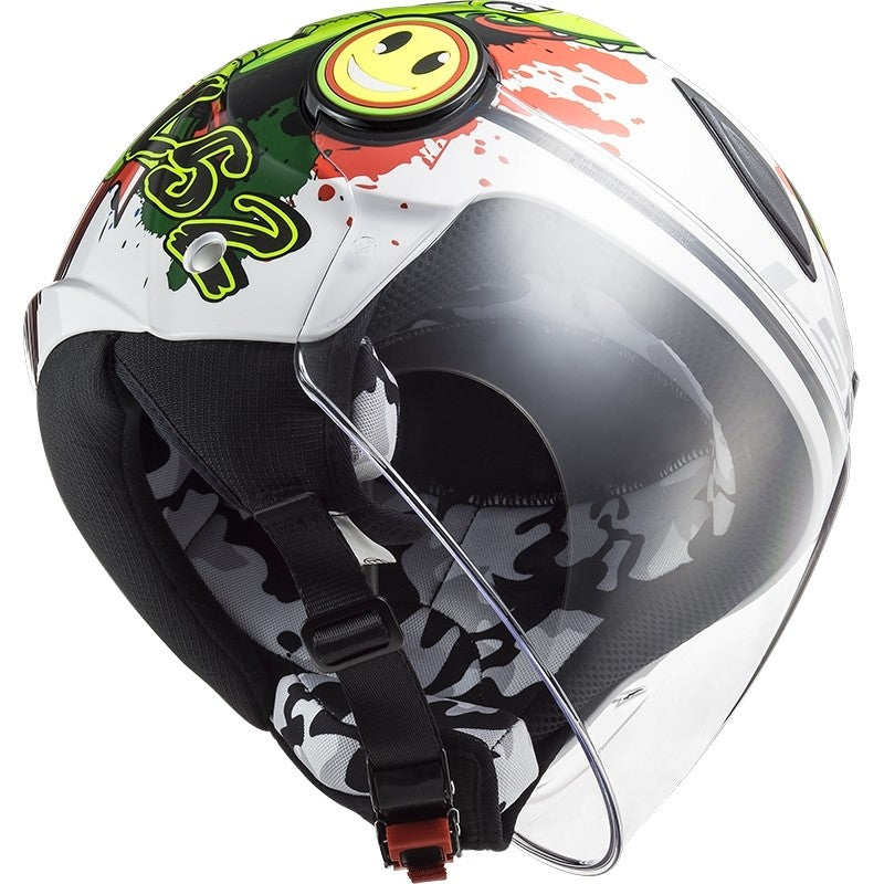 Casco Jet moto scooter Bambini LS2 OF602 FUNNY CROCO Bianco