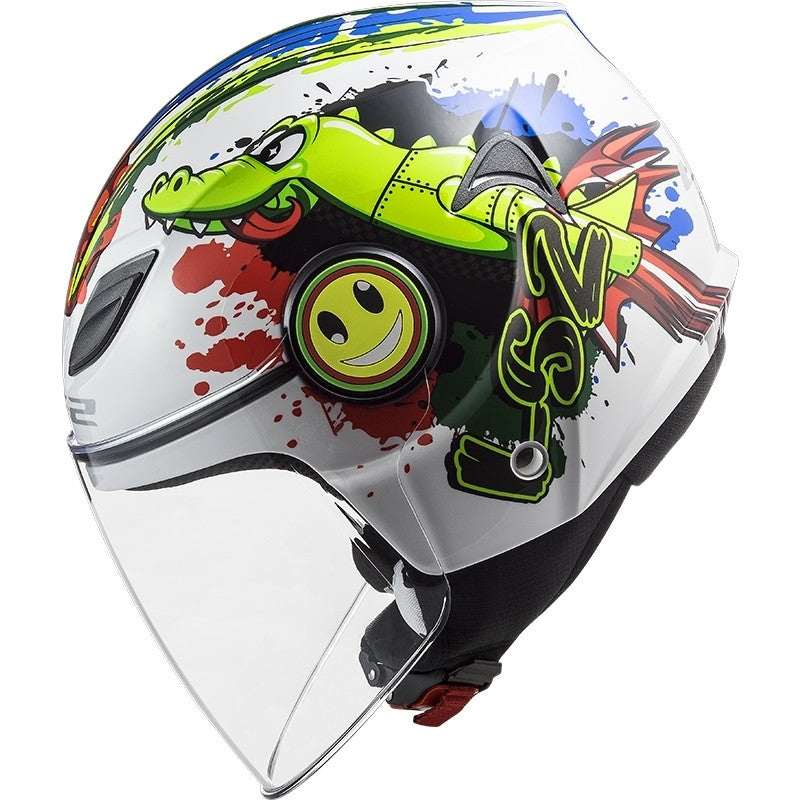 Casco Jet moto scooter Bambini LS2 OF602 FUNNY CROCO Bianco