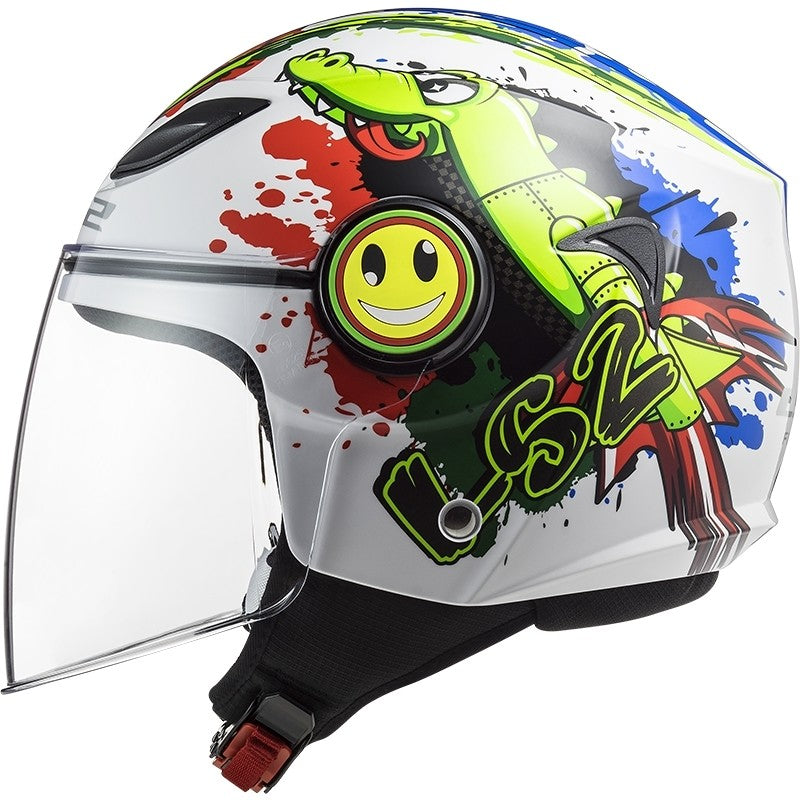 Casco Jet moto scooter Bambini LS2 OF602 FUNNY CROCO Bianco