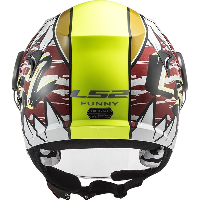 Casco Jet moto scooter Bambini LS2 OF602 FUNNY CRUNCH WHITE H-V YELLOW