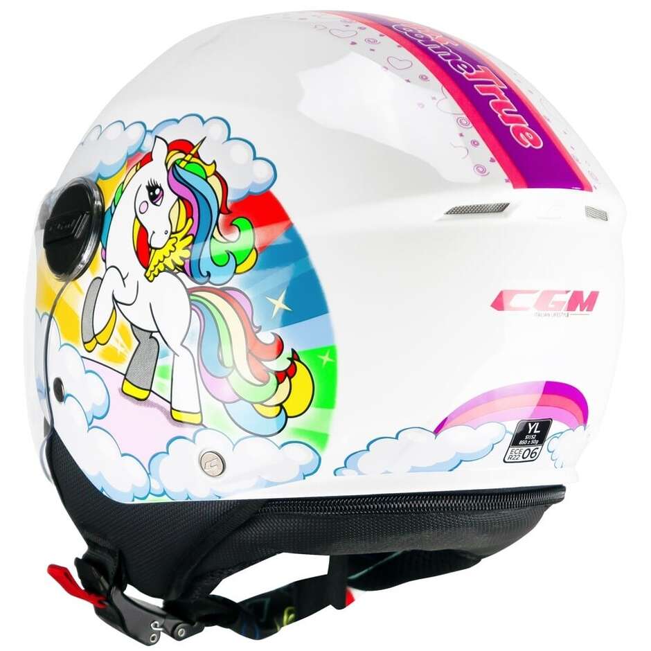Casco Jet Cgm Bambini 261D MINI DREAMS Bianco Fucsia Celeste