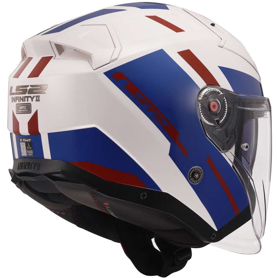 Casco per moto e scooter Jet Ls2 OF603 INFINITY II FOCUS WHITE BLUE RED