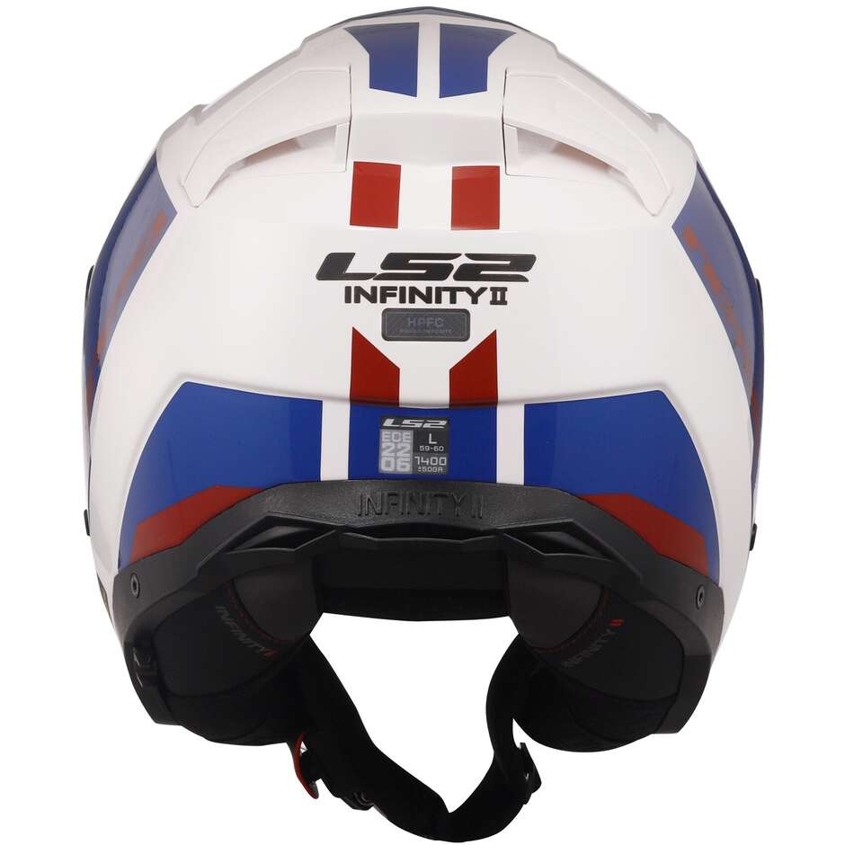 Casco per moto e scooter Jet Ls2 OF603 INFINITY II FOCUS WHITE BLUE RED