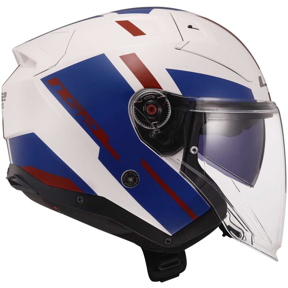 Casco per moto e scooter Jet Ls2 OF603 INFINITY II FOCUS WHITE BLUE RED