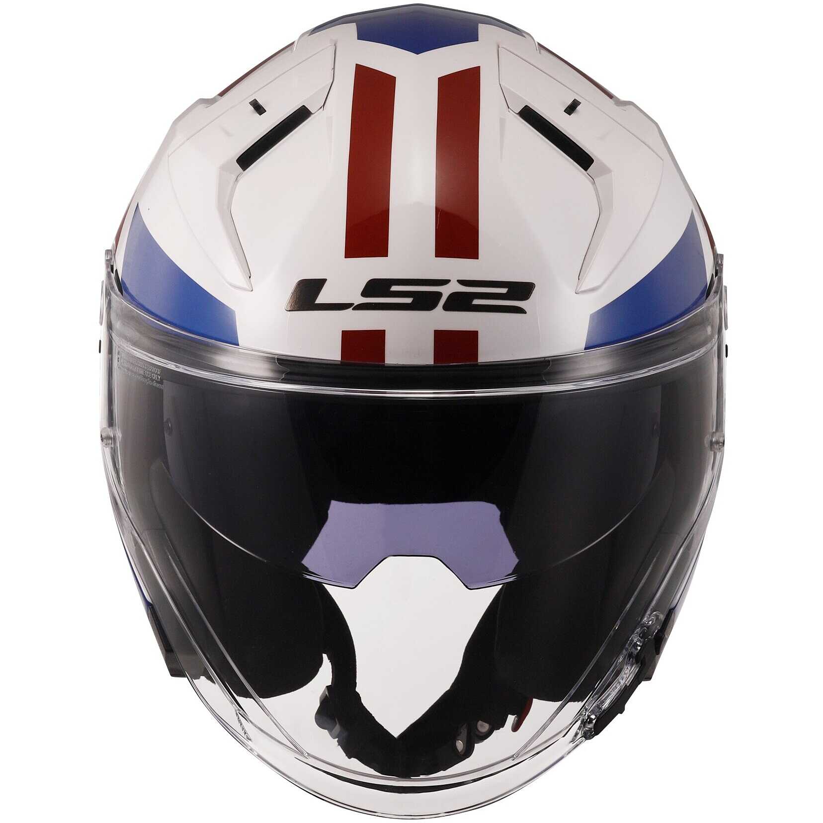 Casco per moto e scooter Jet Ls2 OF603 INFINITY II FOCUS WHITE BLUE RED