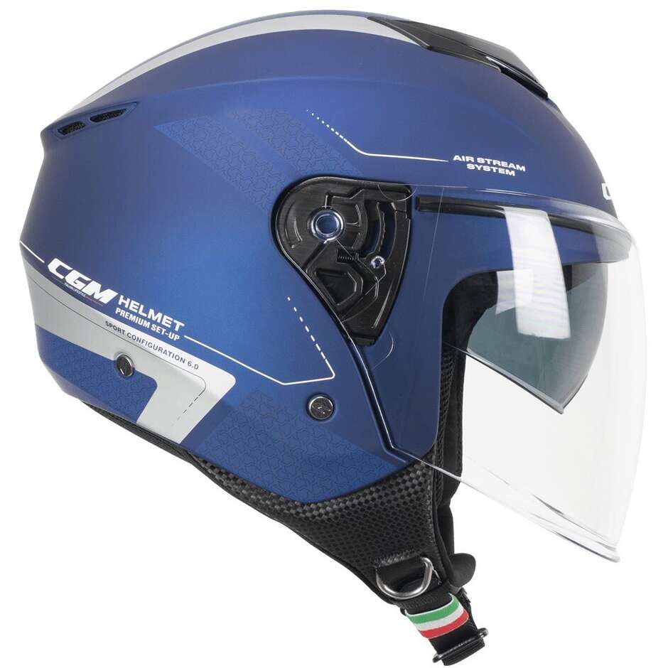 Casco Jet Cgm Uomo Donna Scooter 126G IPER CITY Blu Argento satinato