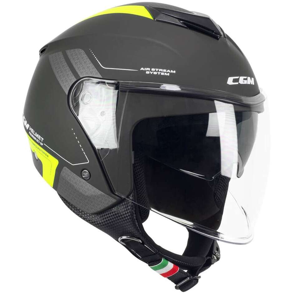 Casco Jet Cgm Uomo Donna Scooter 126G IPER CITY Grafite Giallo fluo opaco
