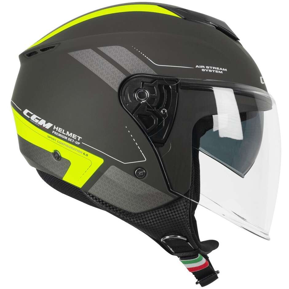 Casco Jet Cgm Uomo Donna Scooter 126G IPER CITY Grafite Giallo fluo opaco