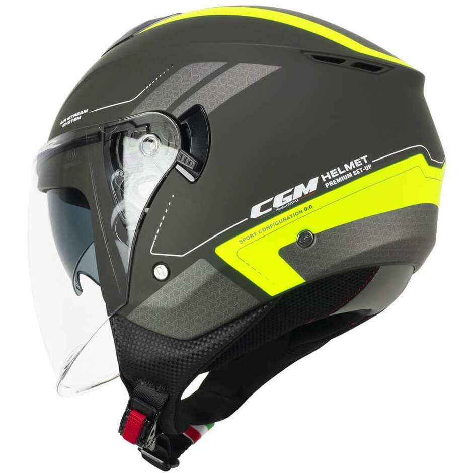 Casco Jet Cgm Uomo Donna Scooter 126G IPER CITY Grafite Giallo fluo opaco