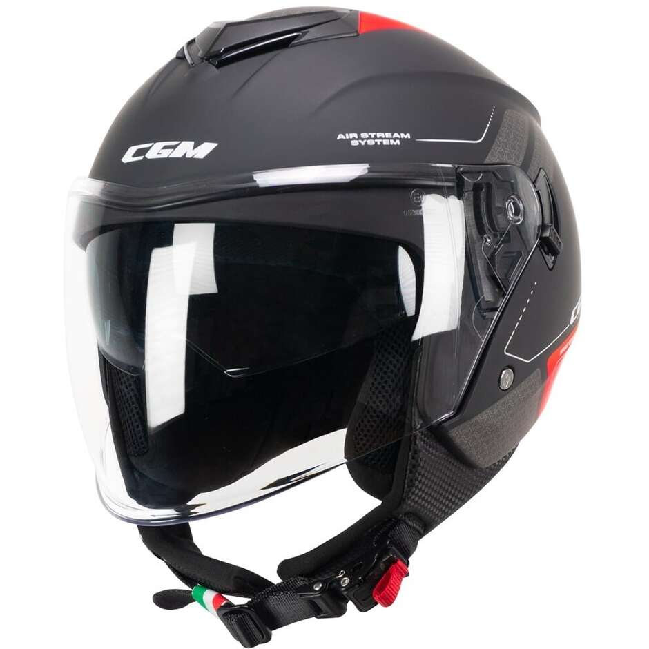 Casco Jet Cgm Uomo Donna Scooter 126G IPER CITY Nero Rosso opaco