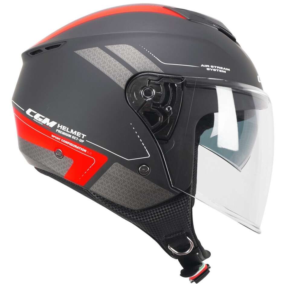 Casco Jet Cgm Uomo Donna Scooter 126G IPER CITY Nero Rosso opaco