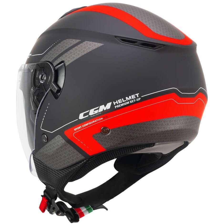 Casco Jet Cgm Uomo Donna Scooter 126G IPER CITY Nero Rosso opaco