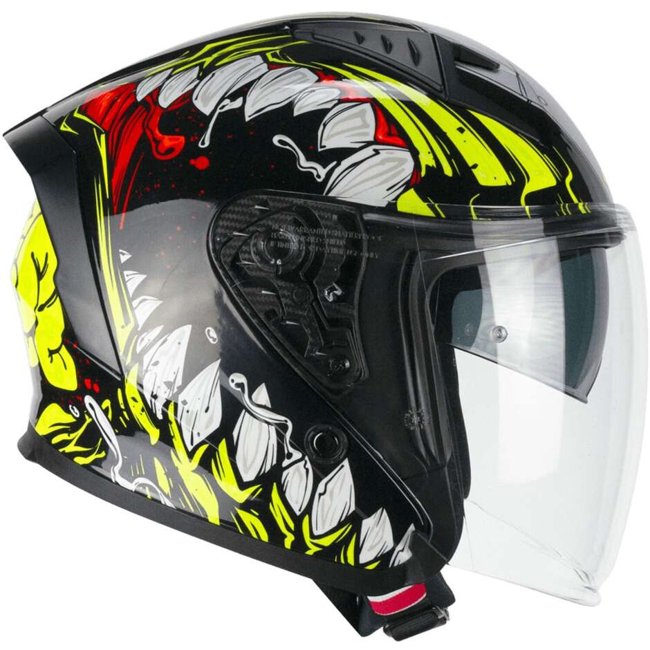 Casco Jet Uomo Donna Cgm 127X DEEP FREAKER Nero Giallo fluo Doppia visiera