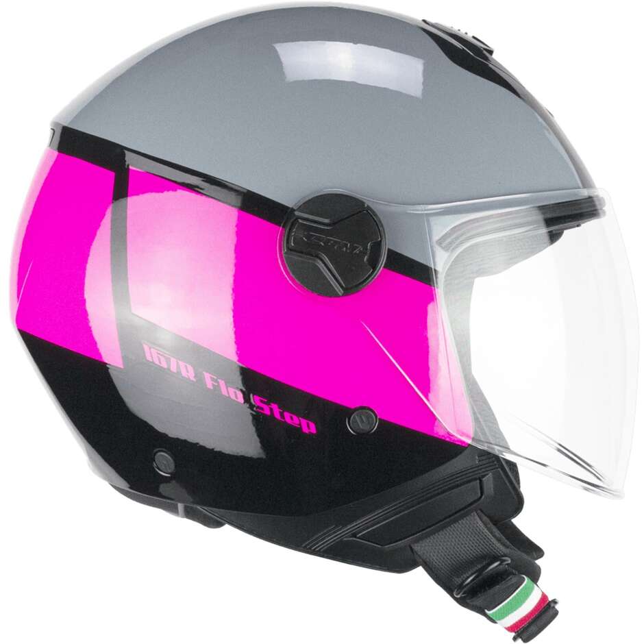 Casco moto e scooter Jet Cgm 167R FLO STEP Grigio Fucsia Visiera lunga  