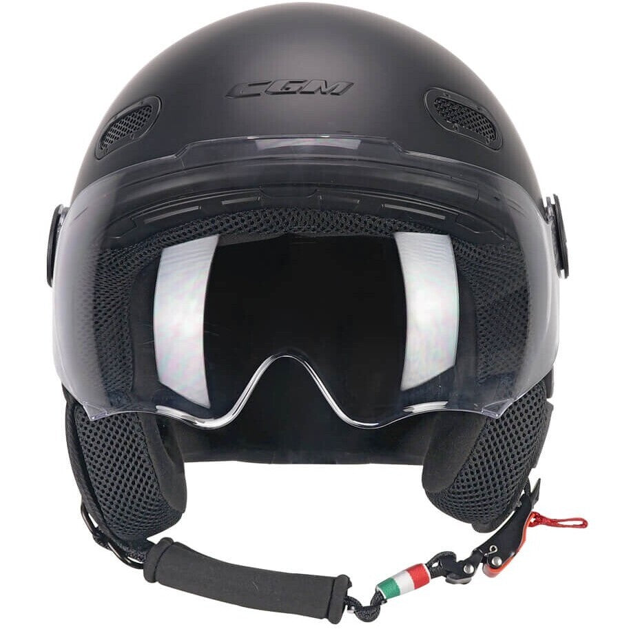 Casco Jet Cgm Uomo Donna Scooter 191A PIX MONO Nero opaco Visiera Sagomata