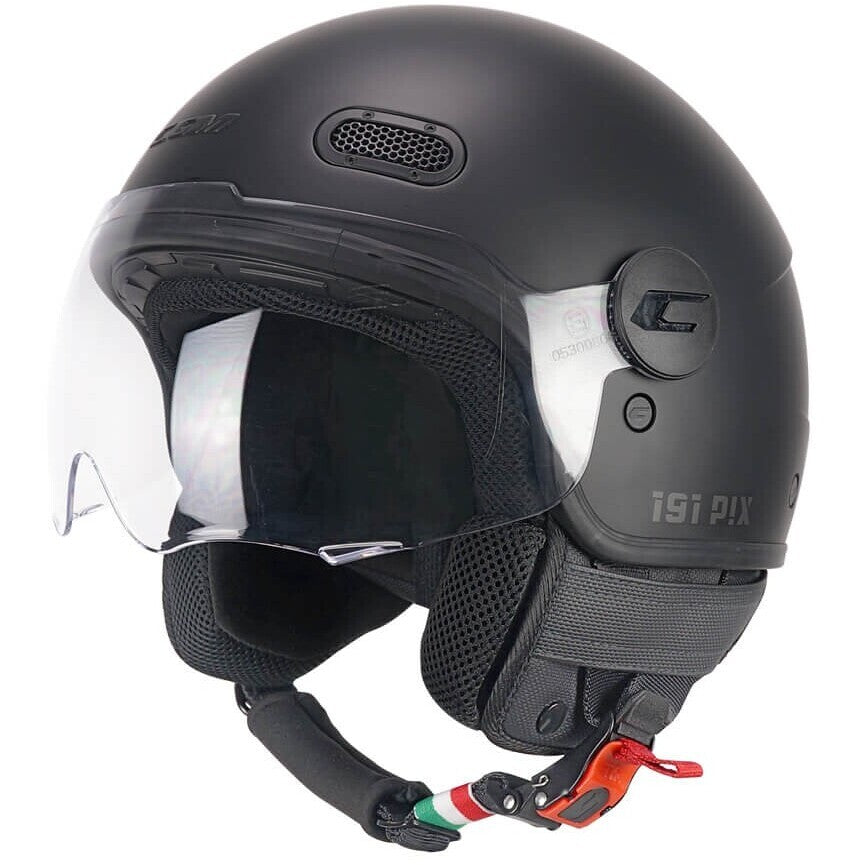 Casco Jet Cgm Uomo Donna Scooter 191A PIX MONO Nero opaco Visiera Sagomata