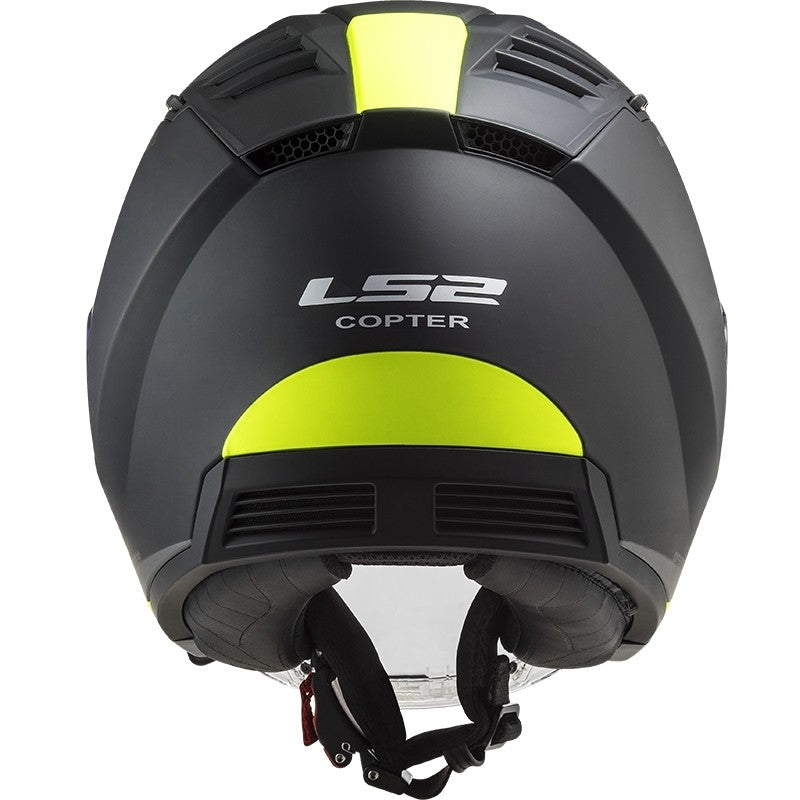 Casco per moto e scooter Jet Ls2 OF600 COPTER II URBANE Nero Giallo Opaco 