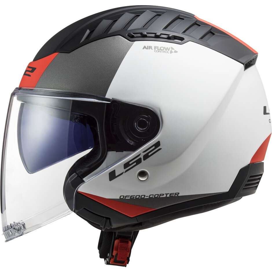 Casco per moto e scooter Jet Ls2 OF600 COPTER II URBANE BIANCO ROSSO