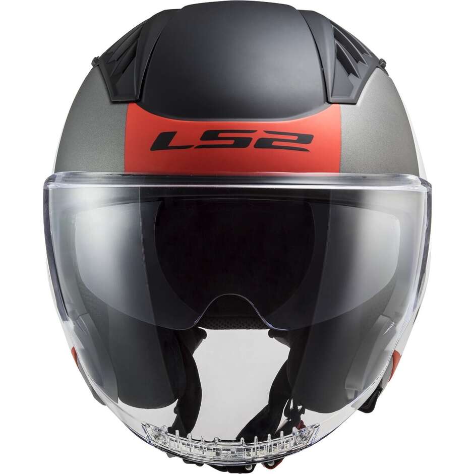 Casco per moto e scooter Jet Ls2 OF600 COPTER II URBANE BIANCO ROSSO