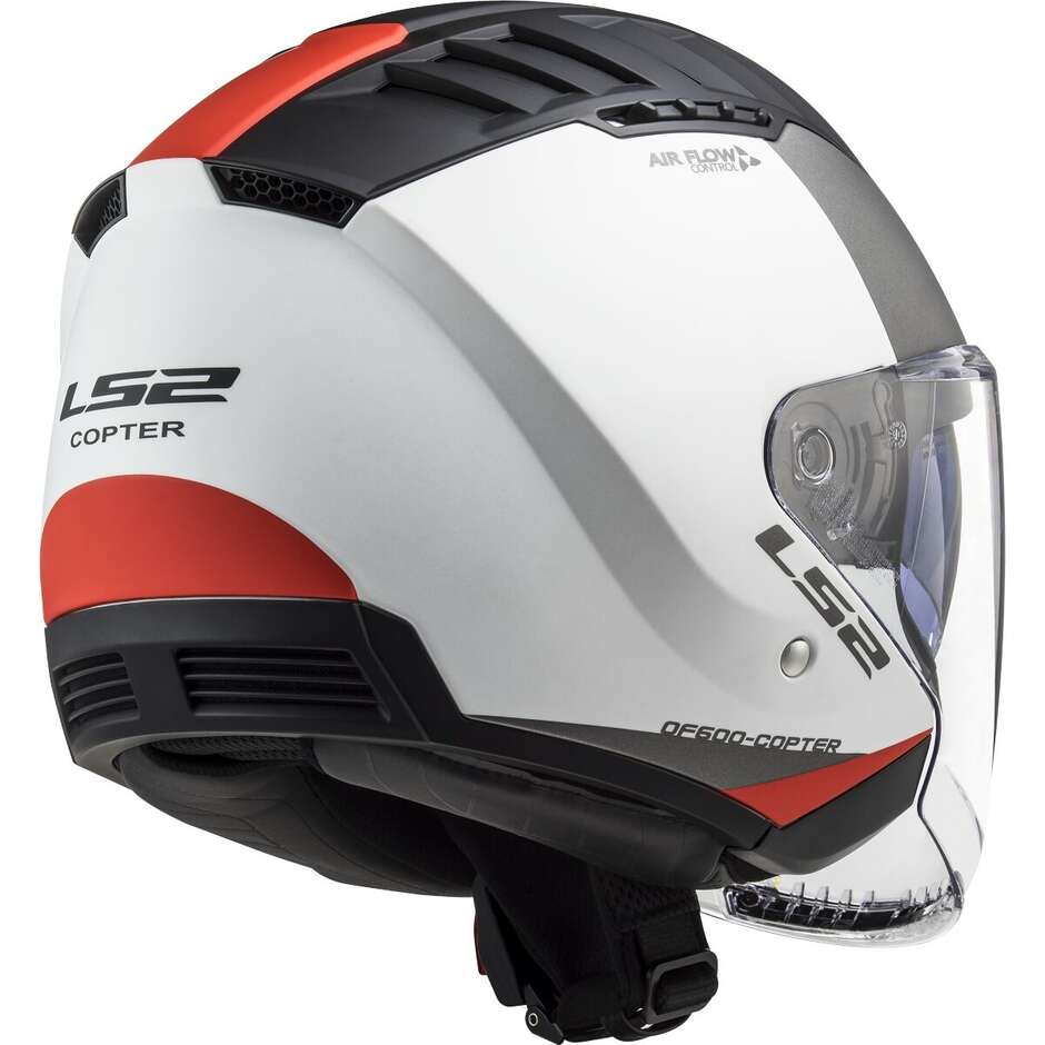 Casco per moto e scooter Jet Ls2 OF600 COPTER II URBANE BIANCO ROSSO