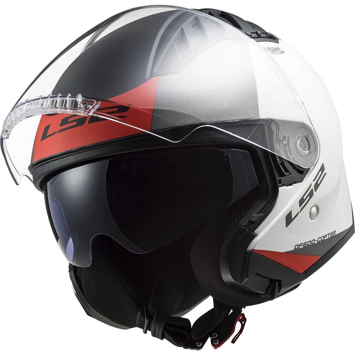 Casco per moto e scooter Jet Ls2 OF600 COPTER II URBANE BIANCO ROSSO