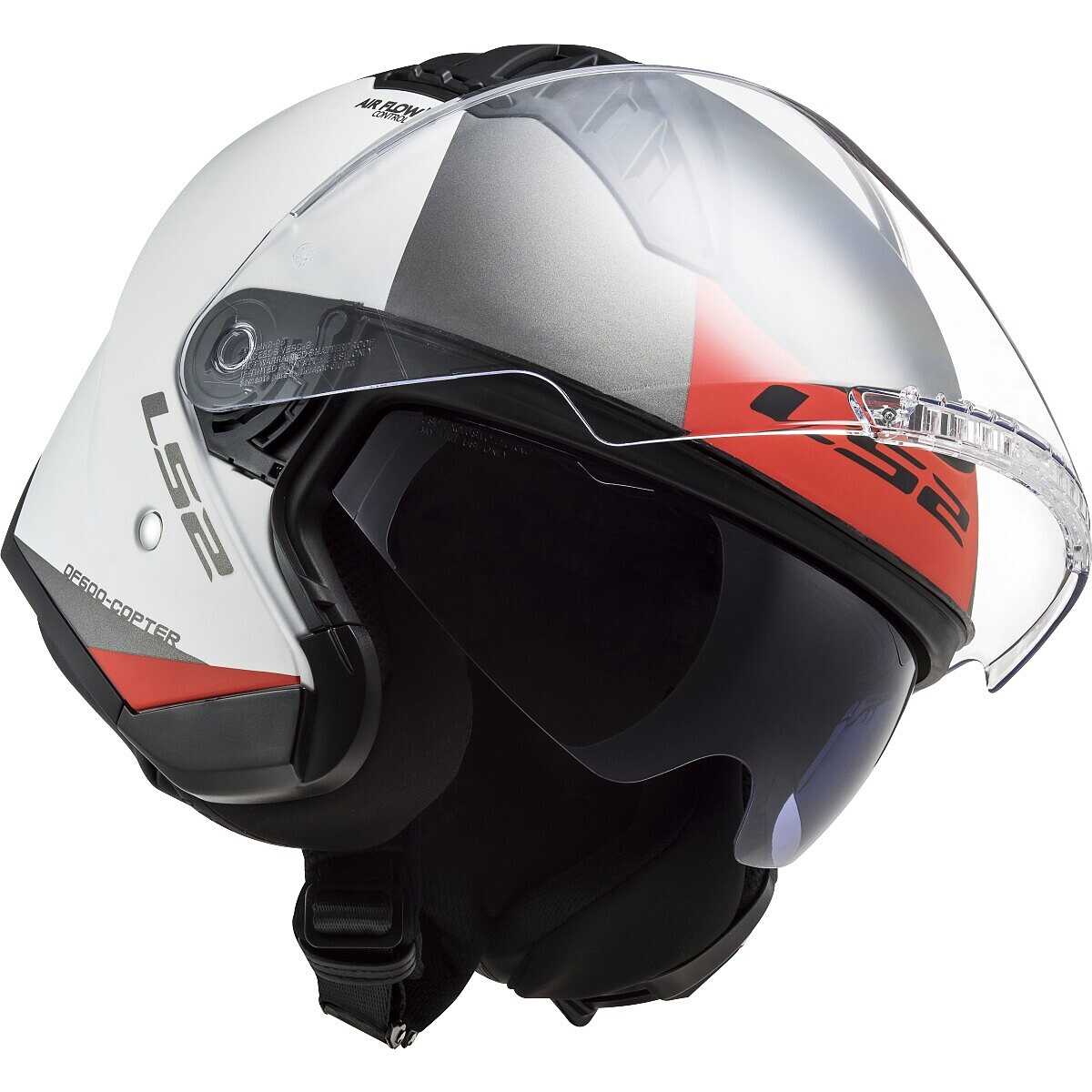 Casco per moto e scooter Jet Ls2 OF600 COPTER II URBANE BIANCO ROSSO