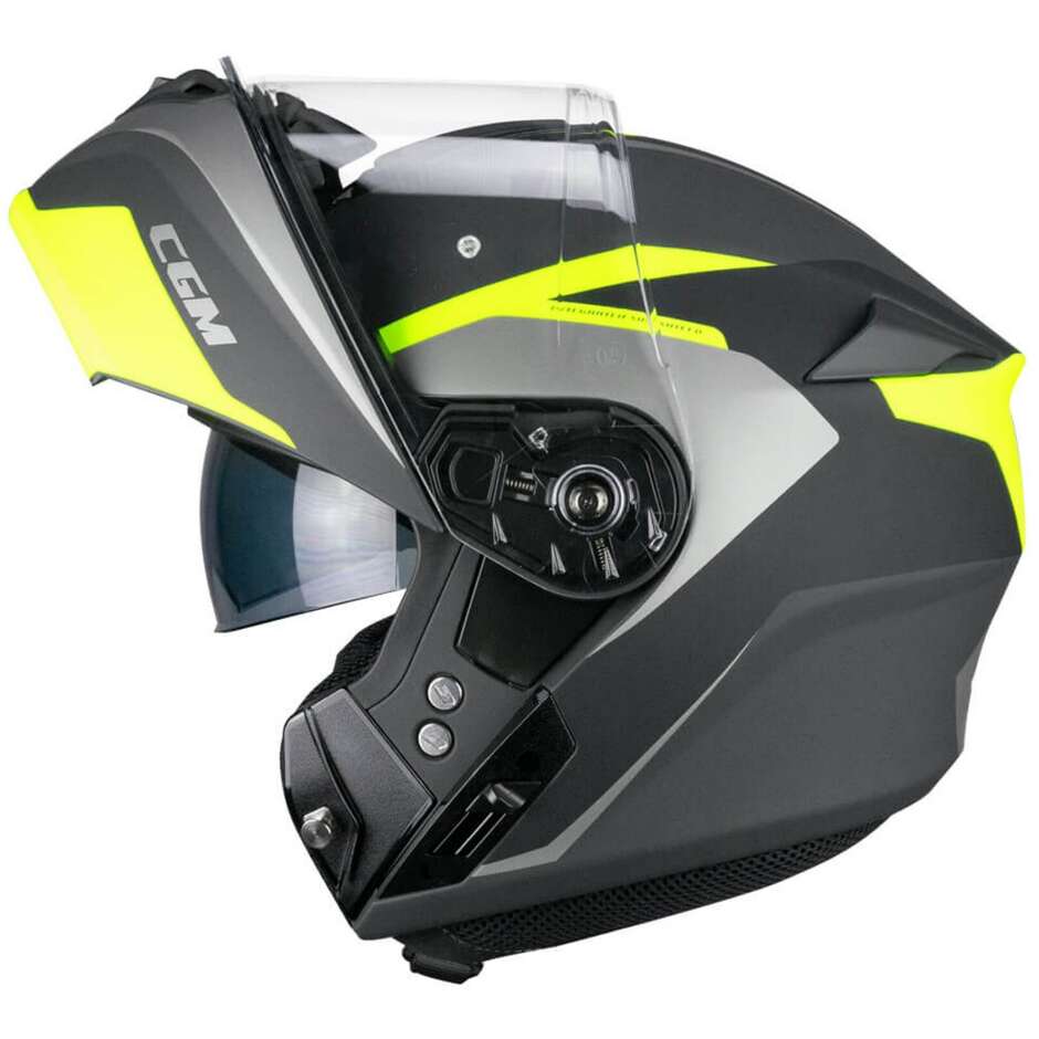 Casco per moto Modulare apribile Uomo Donna Cgm 568G BER DRESDA Grafite Giallo fluo opaco