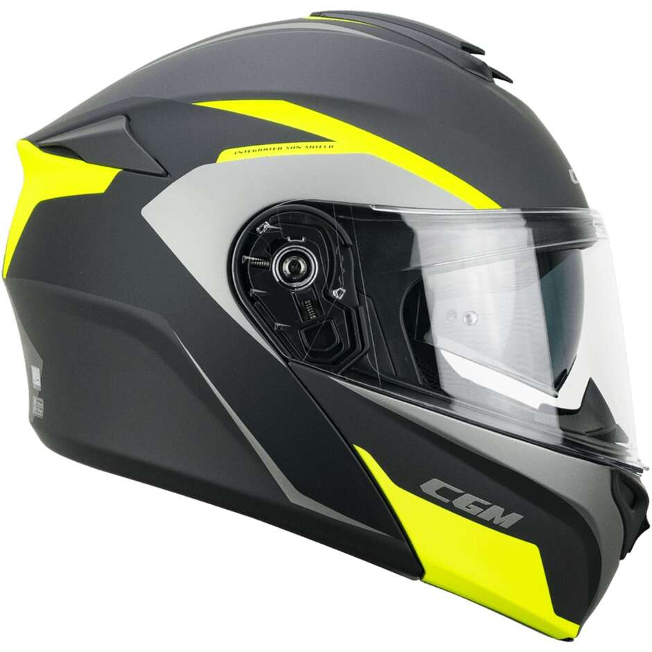 Casco per moto Modulare apribile Uomo Donna Cgm 568G BER DRESDA Grafite Giallo fluo opaco