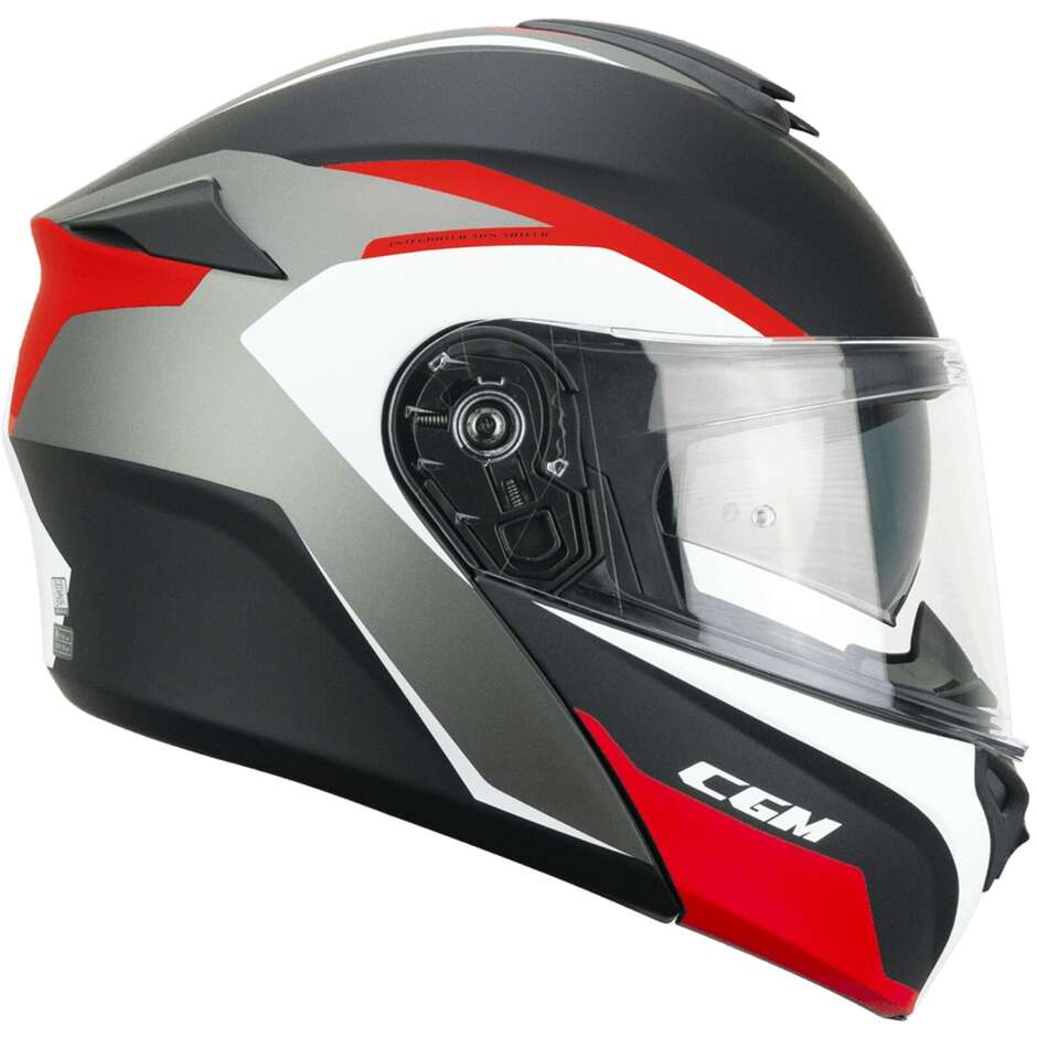 Casco per moto Modulare apribile Uomo Donna Cgm 568G BER DRESDA Nero Rosso opaco