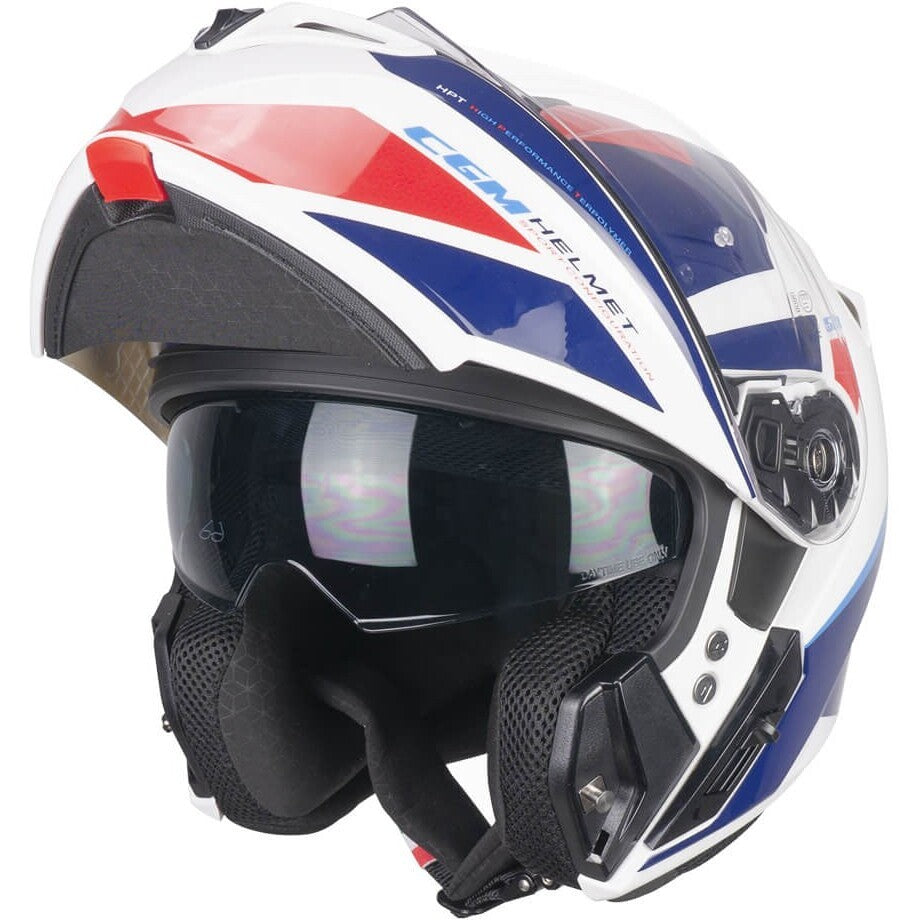 Casco per moto Modulare apribile Uomo Donna Cgm 568S BER SPORT Bianco Blu 