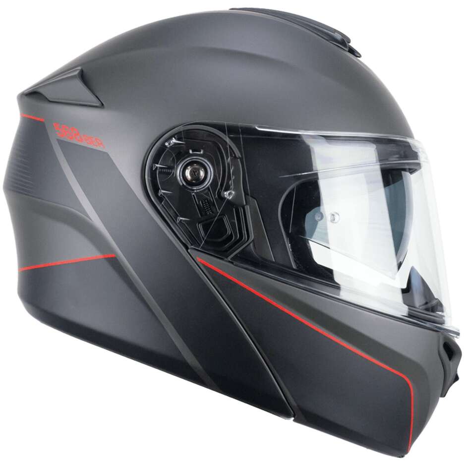 Casco per moto Modulare apribile Uomo Donna Cgm 568X BER CITY Grafite Rosso satinato 