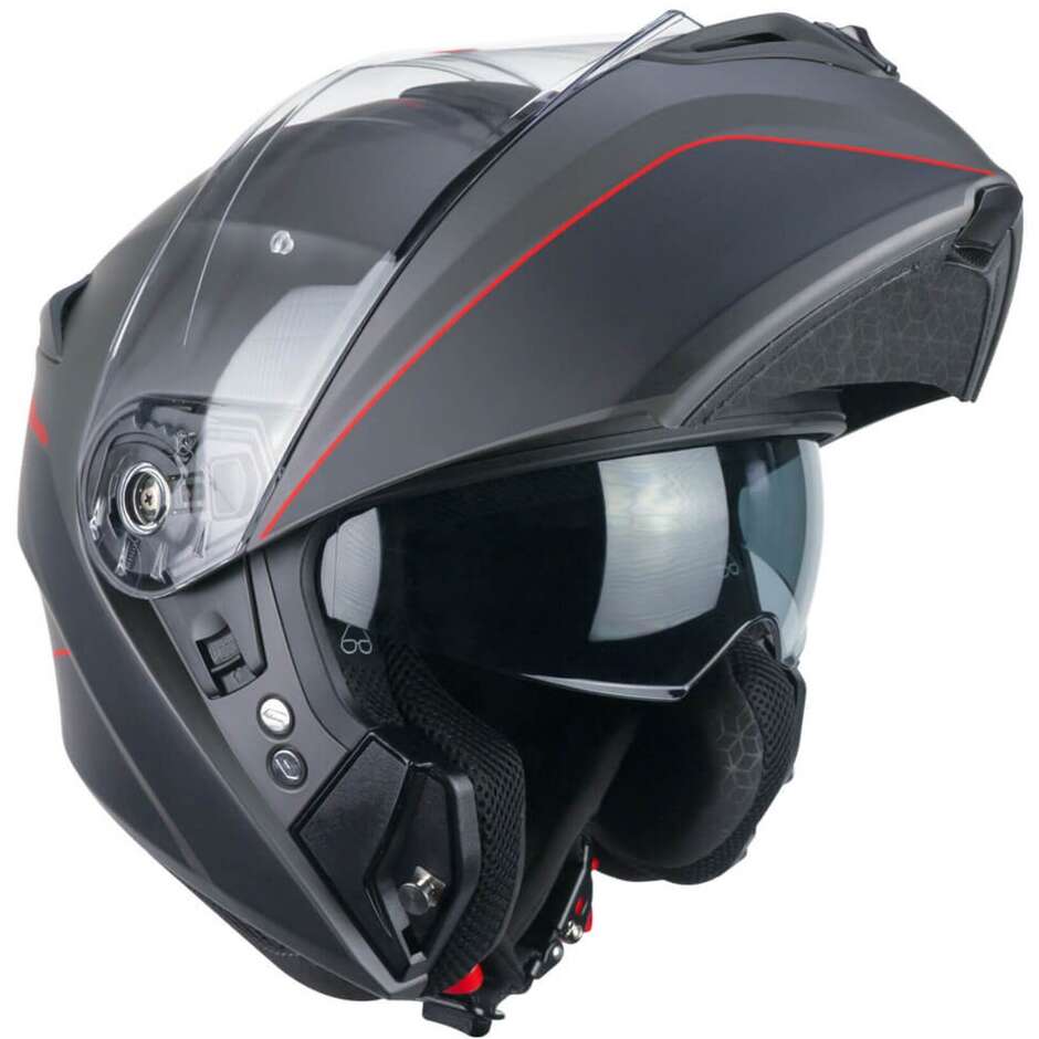 Casco per moto Modulare apribile Uomo Donna Cgm 568X BER CITY Grafite Rosso satinato 