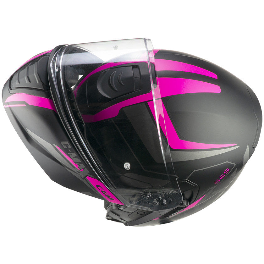 Casco per moto Modulare apribile Uomo Donna Cgm 569G C-MAX CITY Nero Fucsia fluo opaco