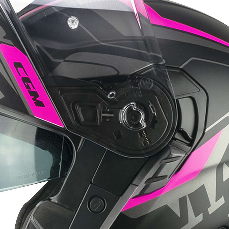 Casco per moto Modulare apribile Uomo Donna Cgm 569G C-MAX CITY Nero Fucsia fluo opaco